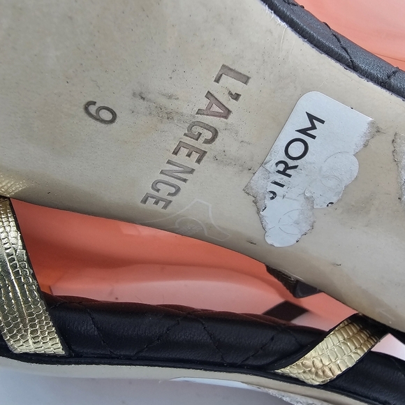 L'AGENCE Genette Ankle Strap Kitten Heel Sandal Gold Metallic Size 9 MSRP $345 - Picture 7 of 14